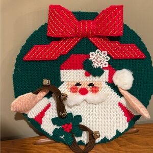Festive Santa Wall Hanging with Red Bow